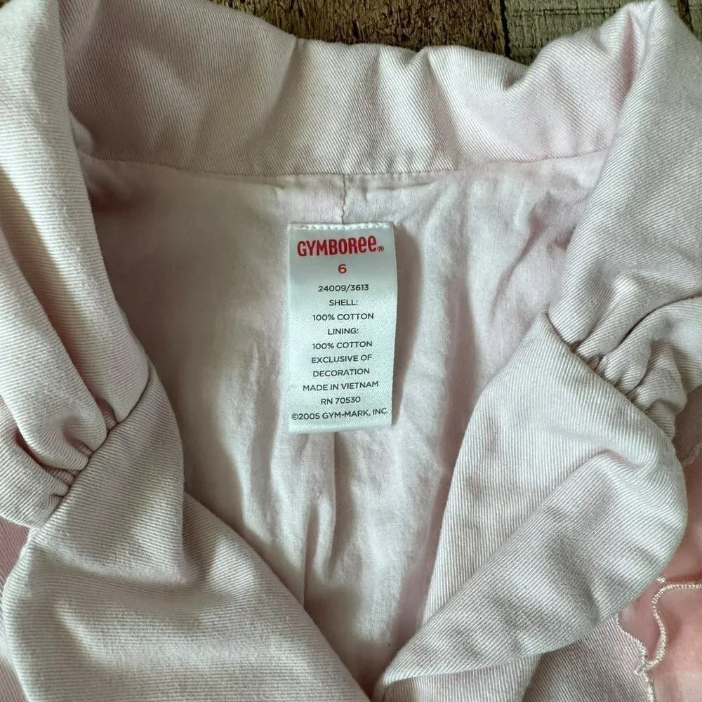 Gymboree pink button down long sleeve dress with flower big girl 6